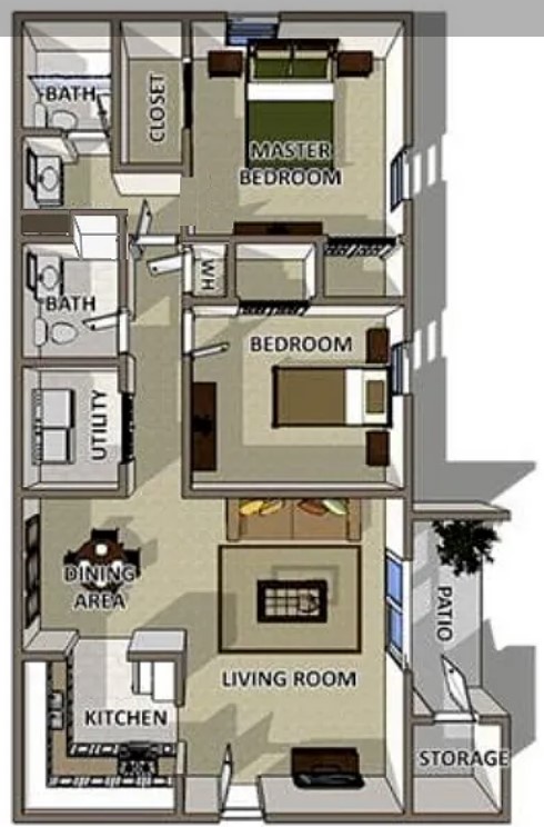 2 bd / 2 ba