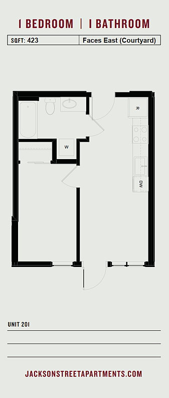 Jackson Street - C.3 Apt 201 w/ Patio - Floorplan