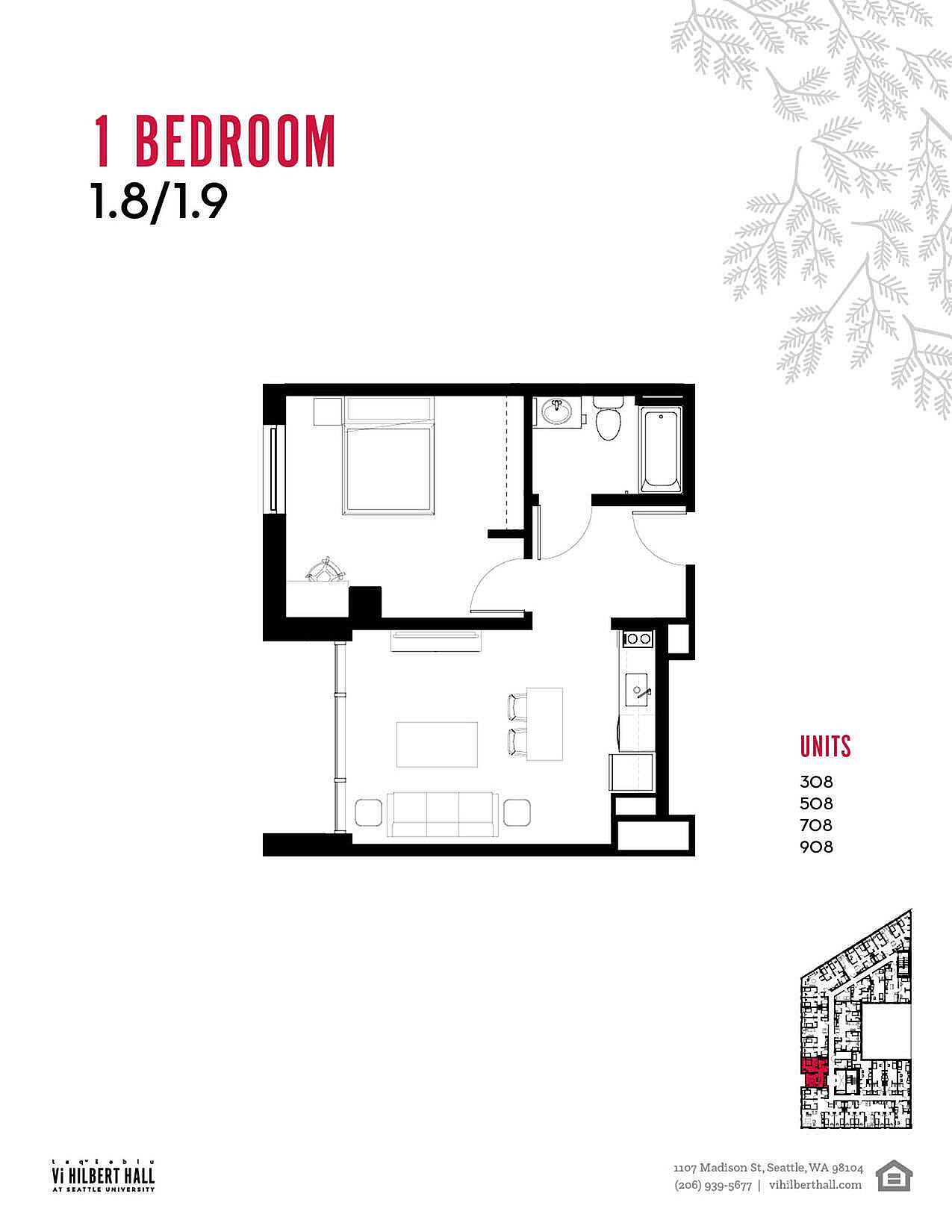 Vi Hilbert 1 Bedroom Floorplan