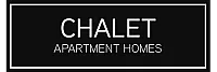 Chalet Apartment Homes logo with white text inside a rectangular border on a black background.