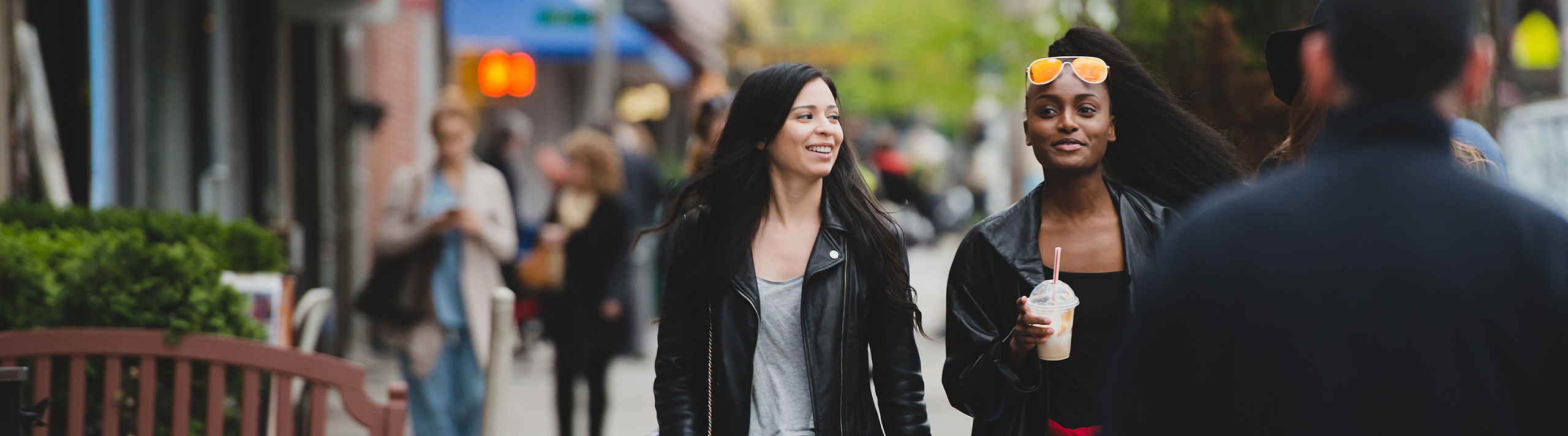 Friends walking through Seattle