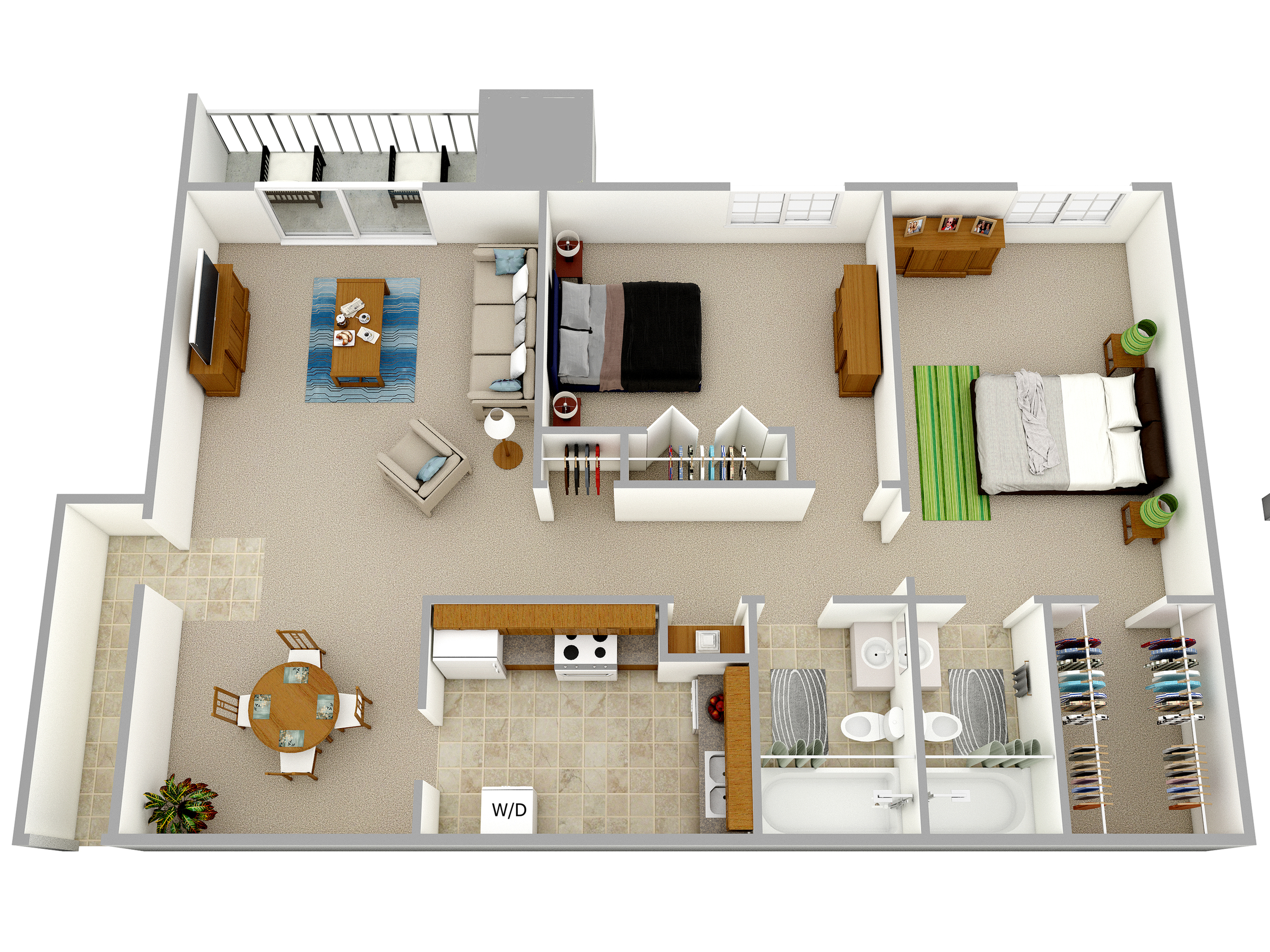 2 BR 2 BA - The Barrison - 1,005 sq. ft.
