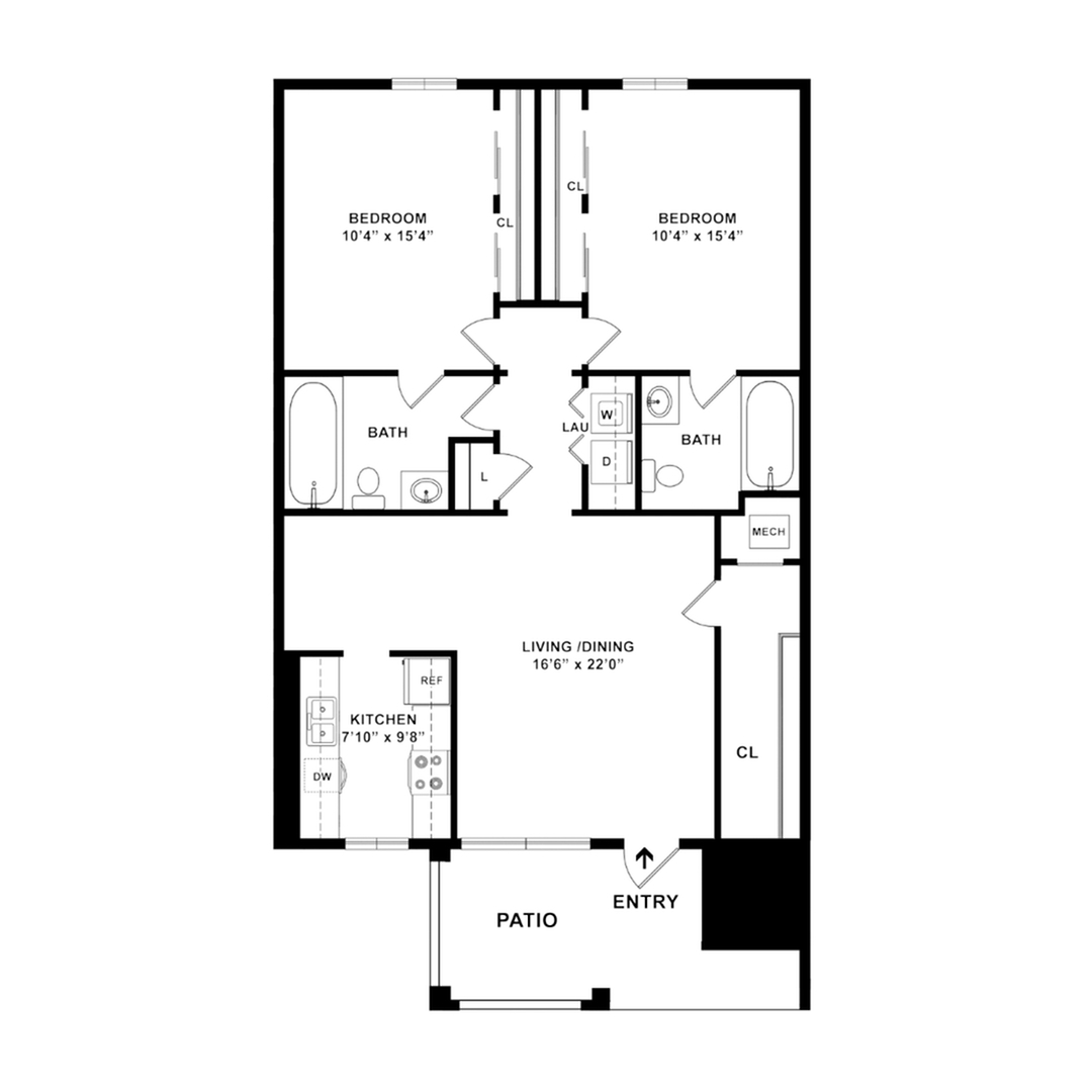 2 BR Downstairs Layout