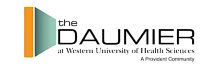 Stylish logo for The Daumier at Western University of Health Sciences, featuring modern design elements.