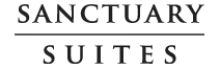 Sanctuary Suites logo in elegant black serif font.
