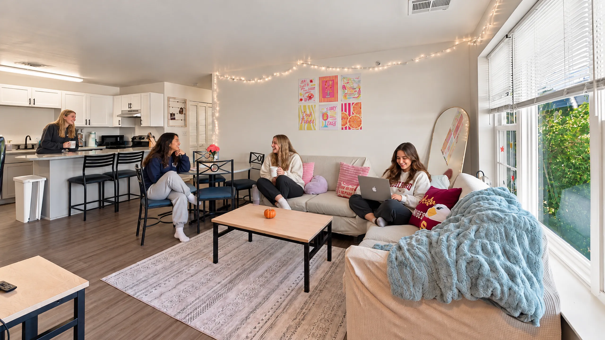 students hanging out in Cozy Living Room