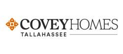 Covey Homes Tallahassee logo with a stylish orange geometric design and elegant typography.