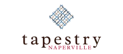 Elegant Tapestry Naperville logo featuring a woven pattern design, showcasing style and sophistication.