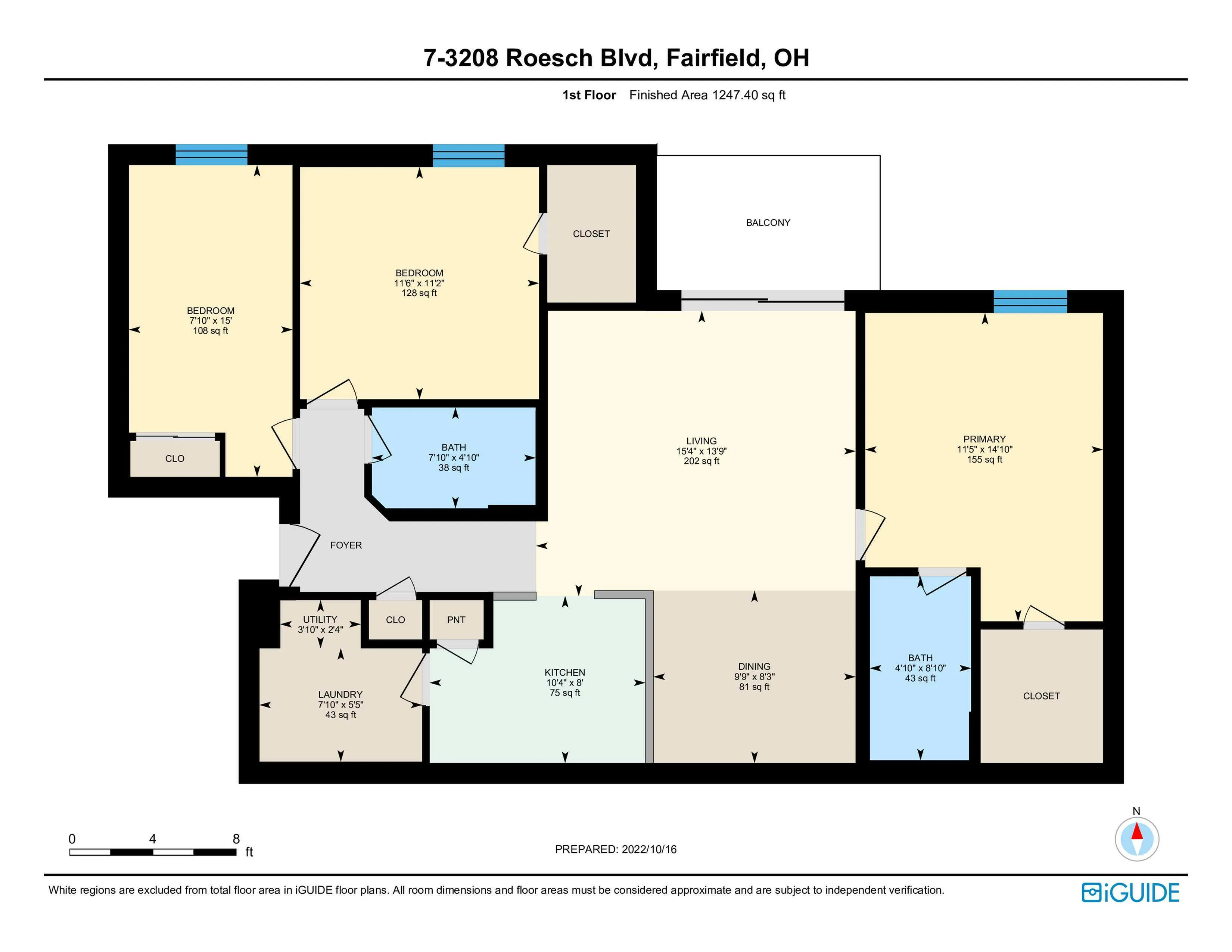 Detailed floor plan of a spacious home at Roesch Blvd, Fairfield, OH, featuring 3 bedrooms, open living space, and kitchen.