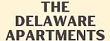 Elegant text logo for The Delaware Apartments on a cream background.