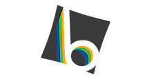 Innovative logo design featuring a sleek black background with vibrant green, yellow, and blue accents in a dynamic geometric form.