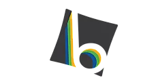 Modern abstract logo design with dynamic overlapping lines in green, blue, and orange, creating a bold visual statement.