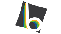 Vibrant abstract logo featuring a stylized letter 'b' with dynamic multicolored stripes, symbolizing creativity and innovation.