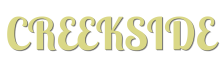 Stylish Creekside logo featuring elegant typography in light green.