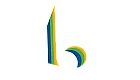 Vibrant logo design featuring bold geometric shapes in blue, green, yellow, and orange stripes forming an abstract 'b'.