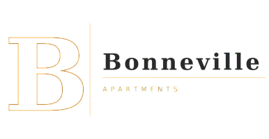 Elegant Bonneville Apartments logo with stylish typography and sleek gold accents.
