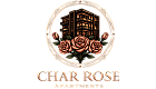 Elegant Char Rose Apartments logo featuring a modern building framed by intricate rose designs, exuding sophistication and charm.