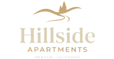 Elegant Hillside Apartments logo featuring a stylized hill and tree design, located in Denver, Colorado.