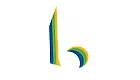 Vibrant abstract logo in shades of blue, green, yellow, and orange, featuring a sleek design of an arch and vertical line for modern appeal.