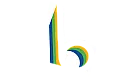 Dynamic abstract logo design featuring bold stripes in blue, green, and yellow.