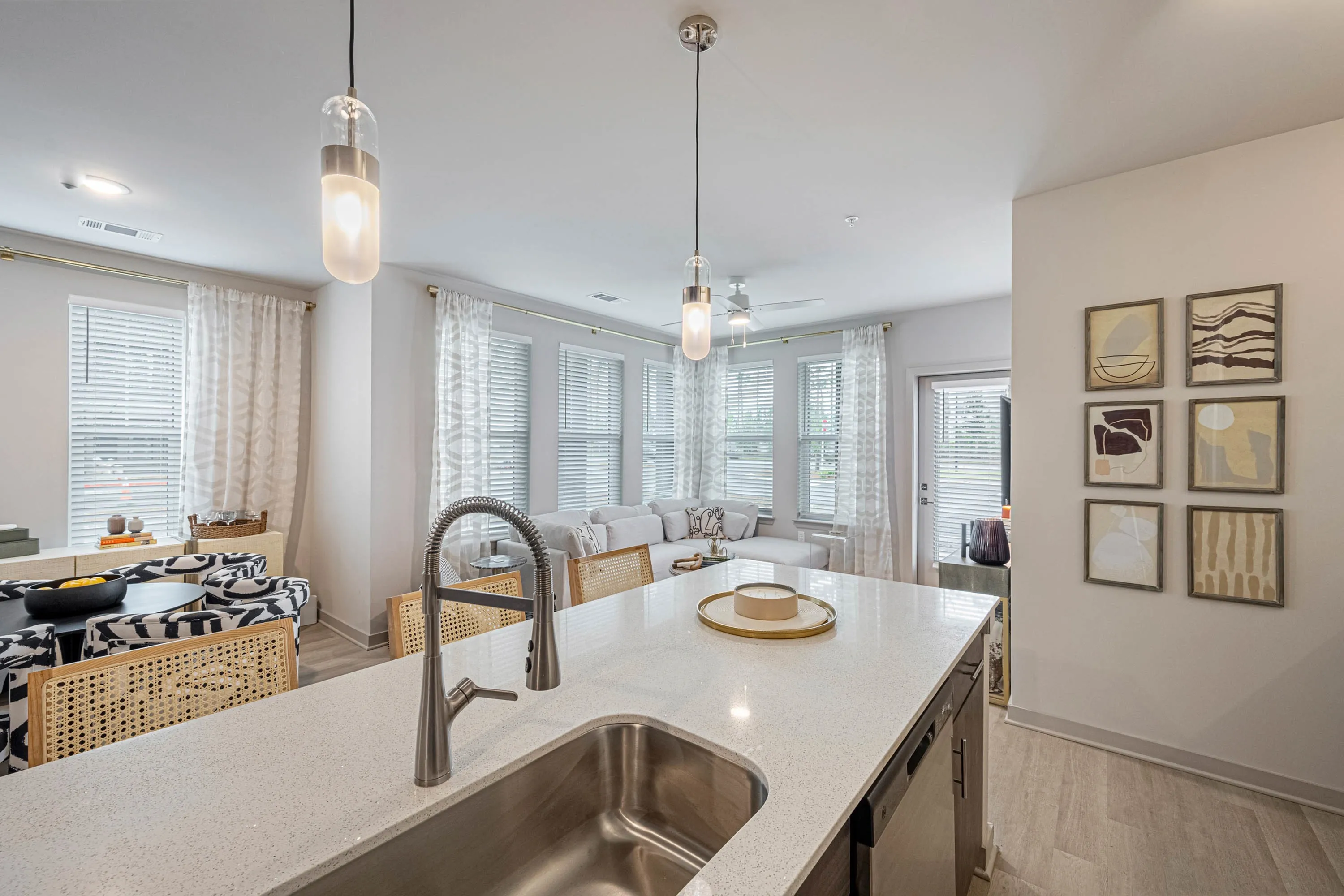 Furnished kitchen with large island