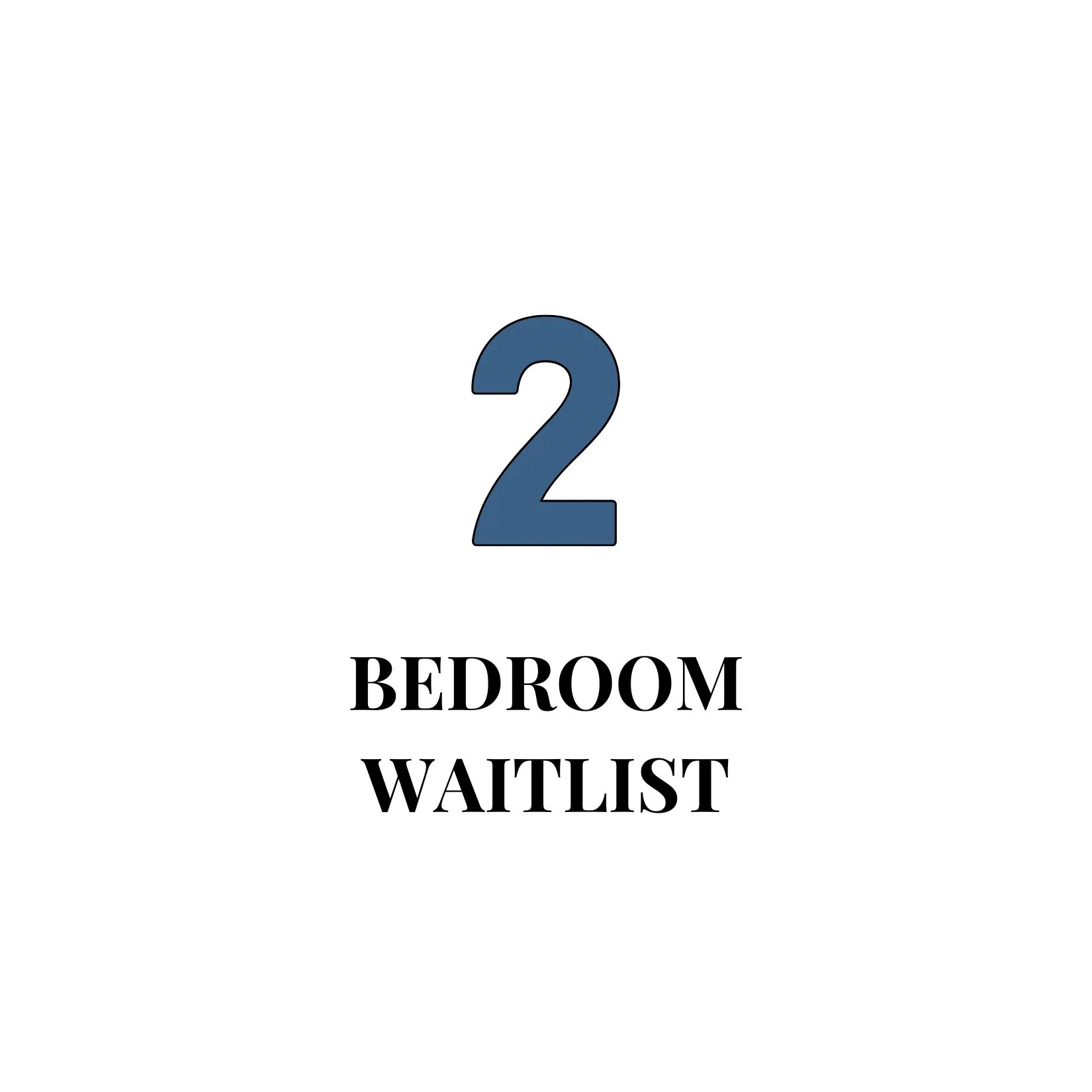 Two bedroom waitlist notice with bold text