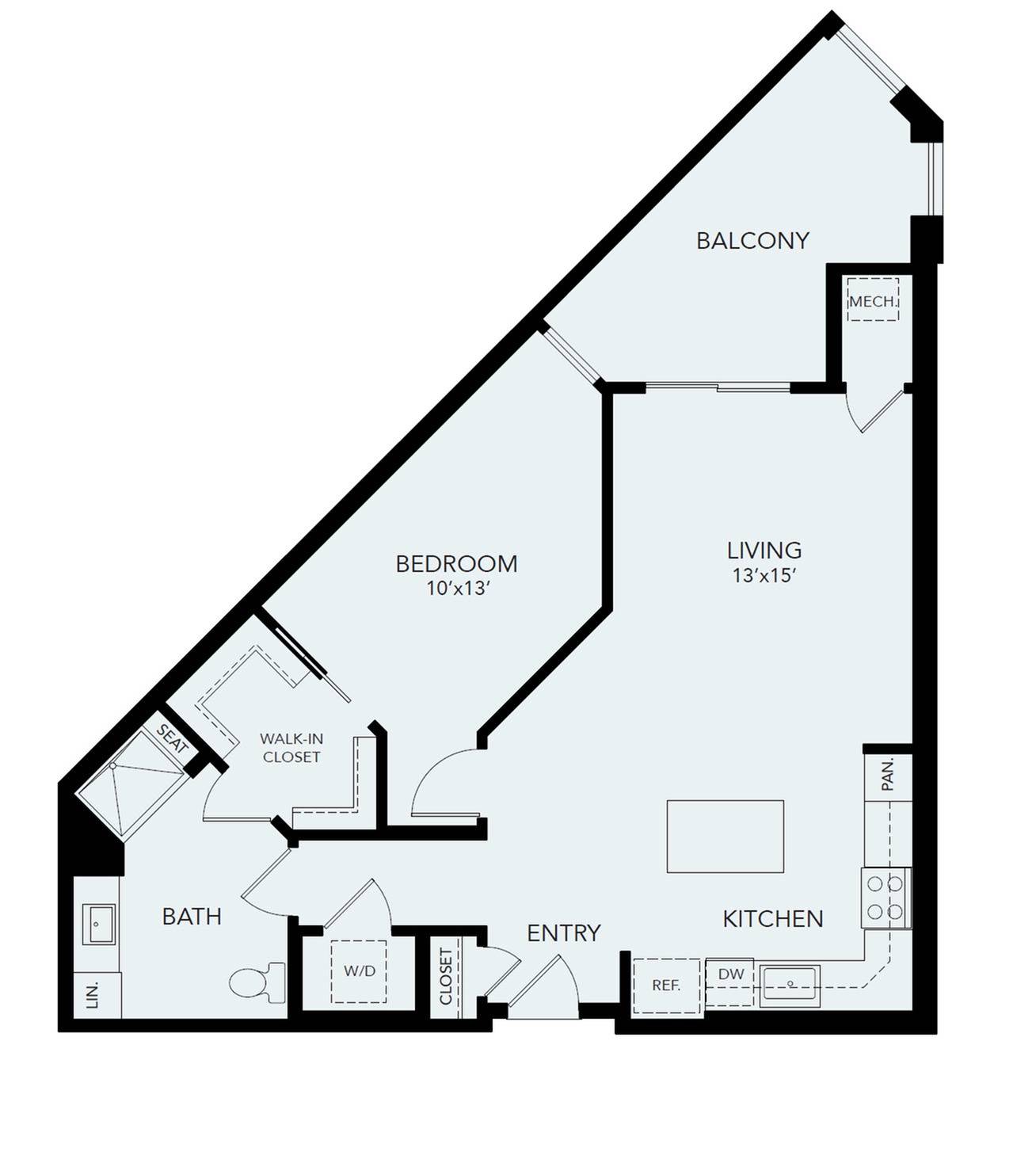 A2b | 1 bed 1 bath | 905 sq ft