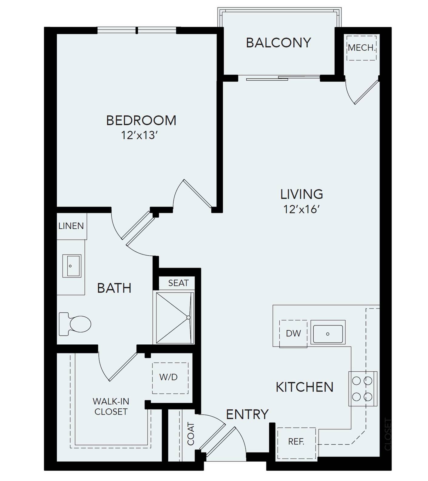 A1b | 1 bed 1 bath | 782 sq ft