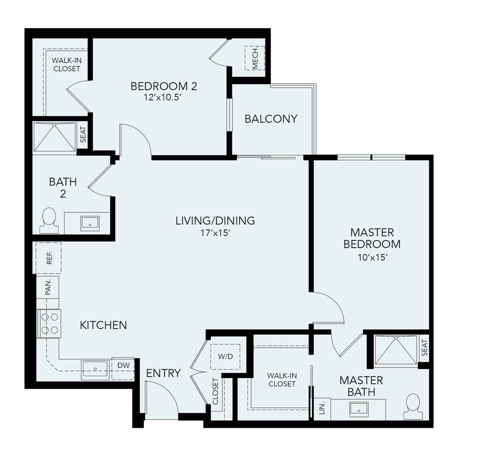 B2 | 2 bed 2 bath | 1106 sq ft