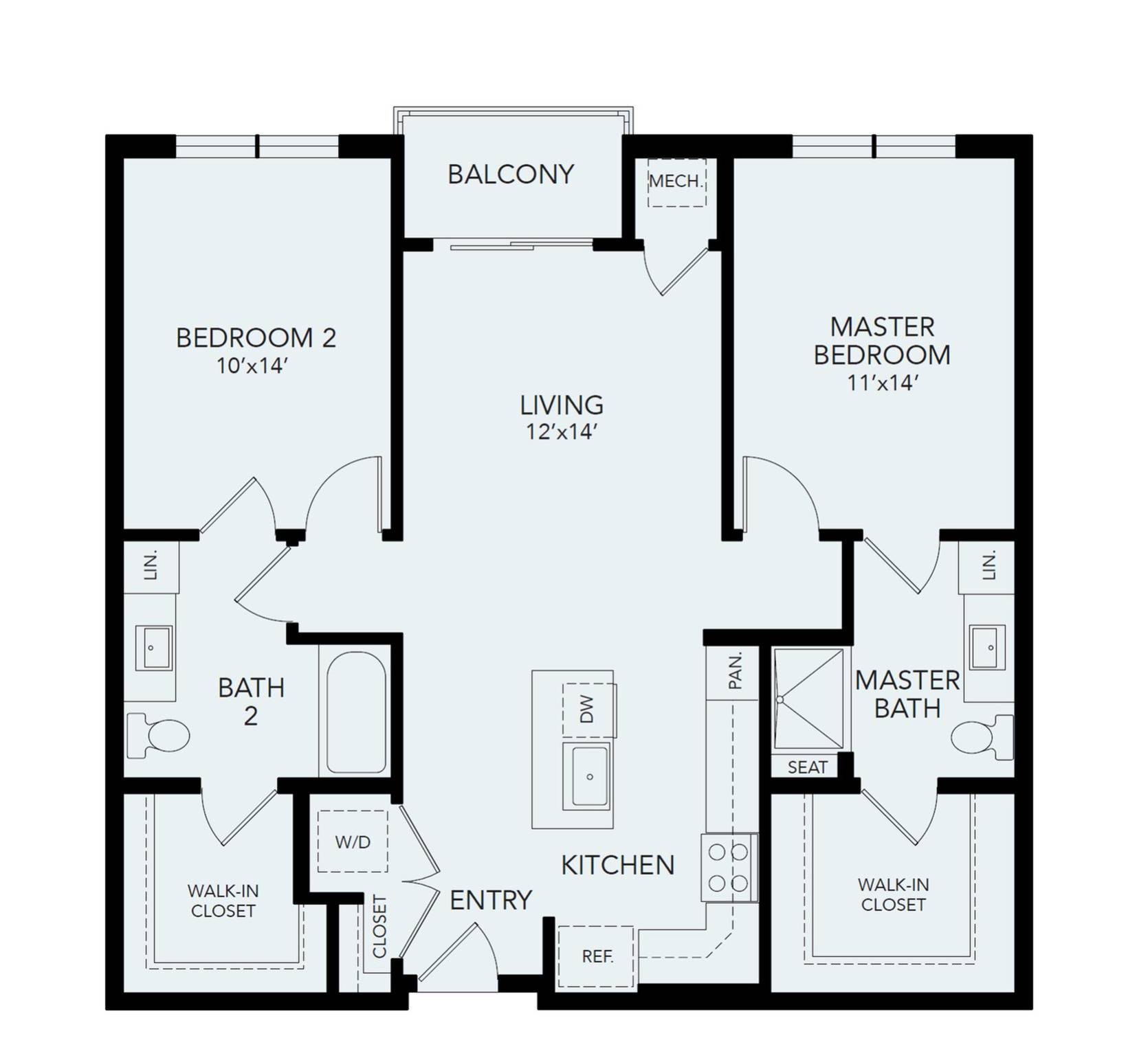B1a | 2 bed 2 bath | 1092 sq ft