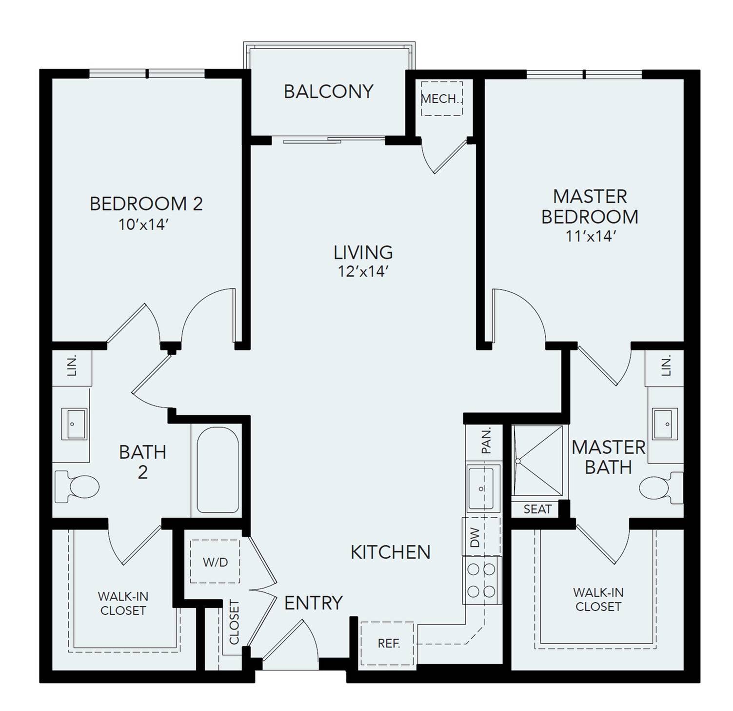 B1b | 2 bed 2 bath | 1092 sq ft