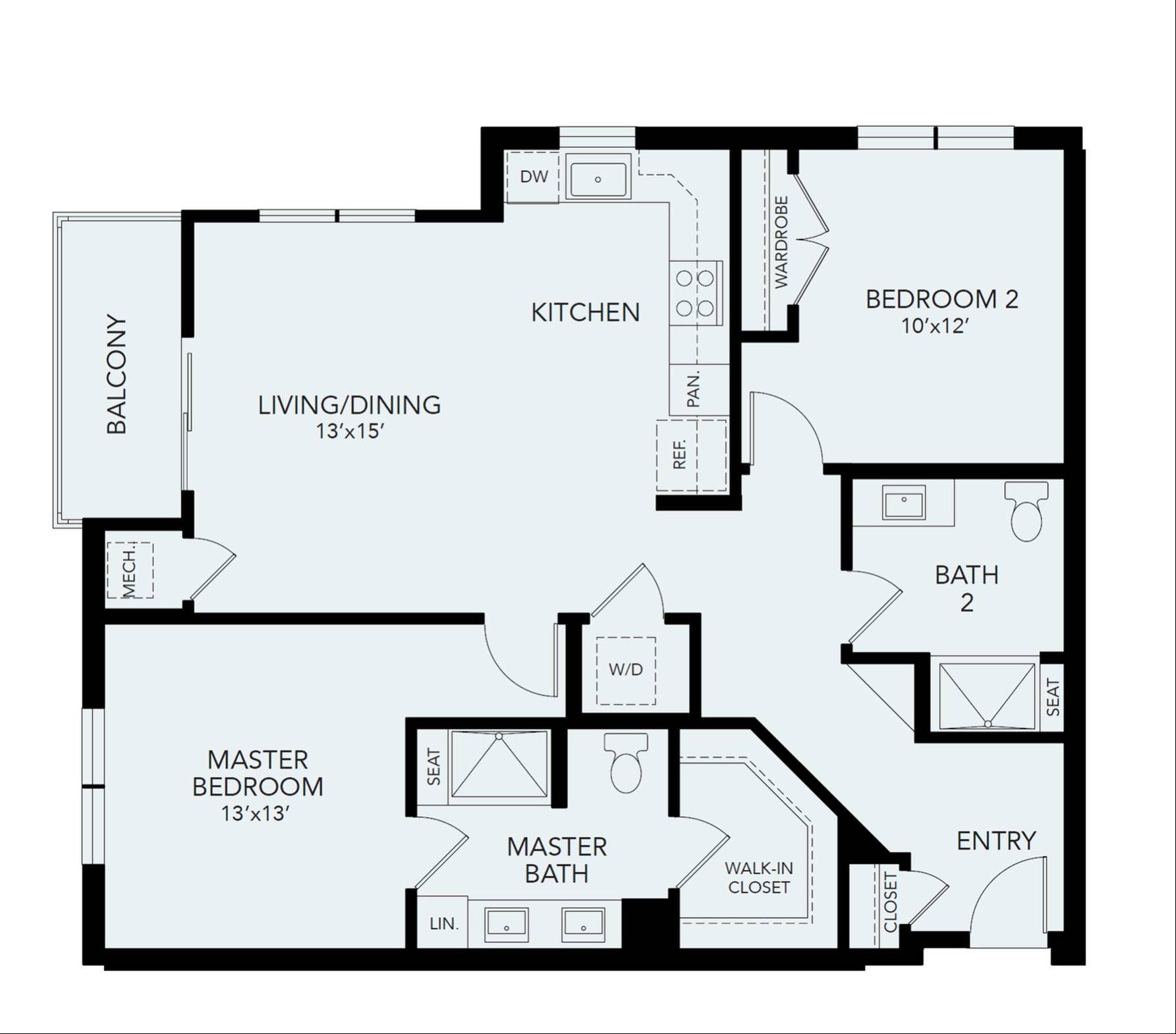 B3 | 2 bed 2 bath | 1180 sq ft