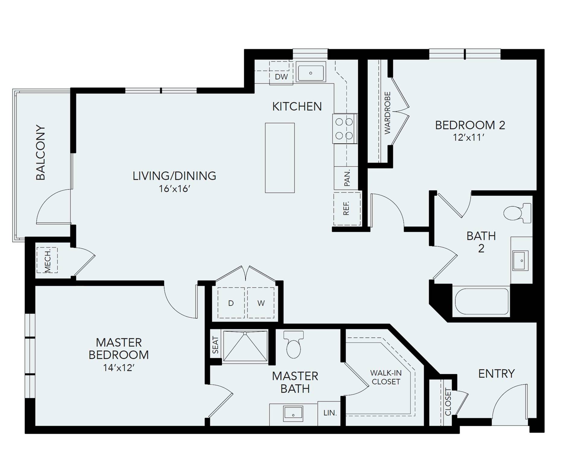 B4 ADA | 2 bed 2 bath | 1341 sq ft