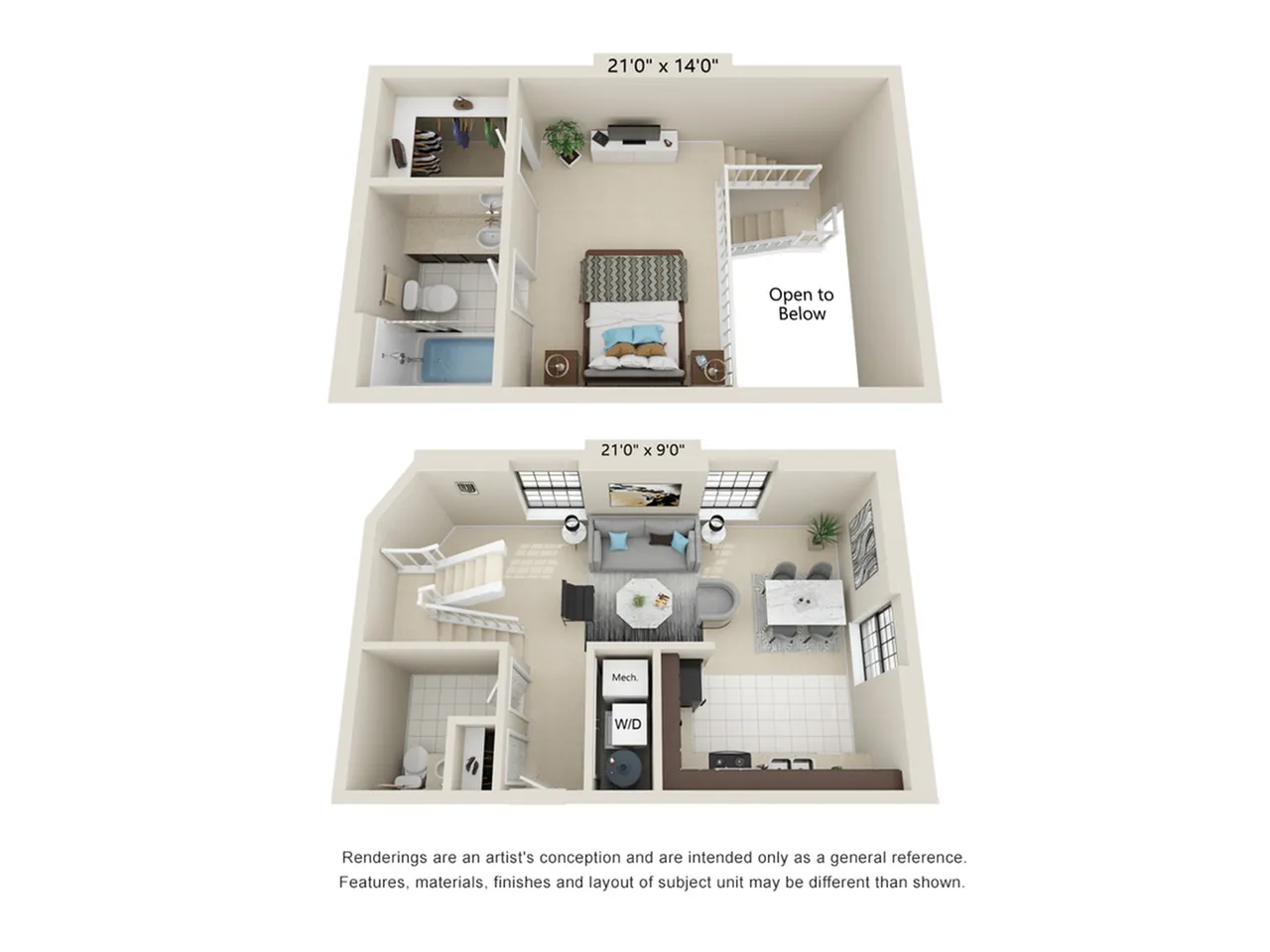1 Bed 1.5 Bath