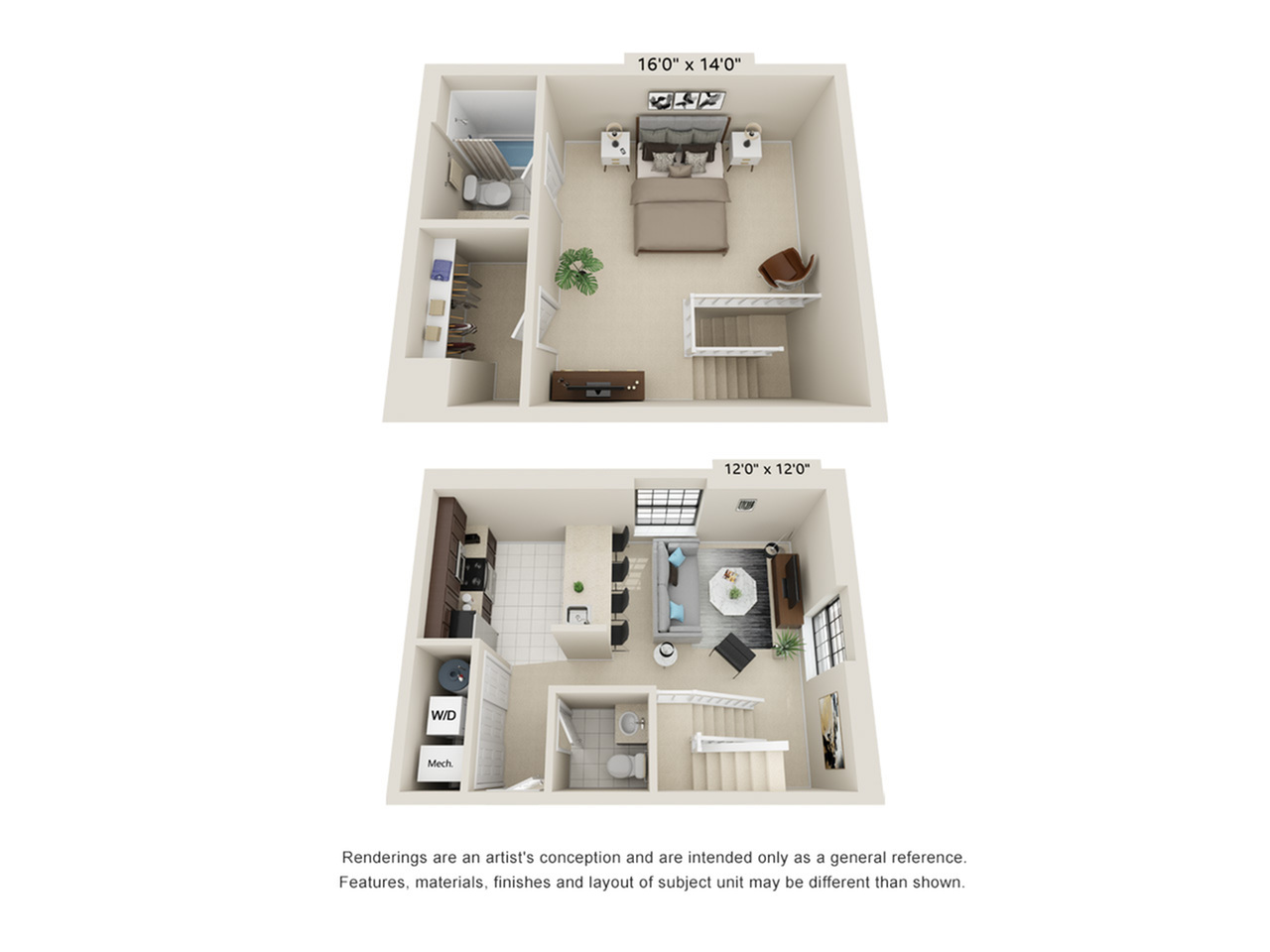 1 Bed 1.5 Bath