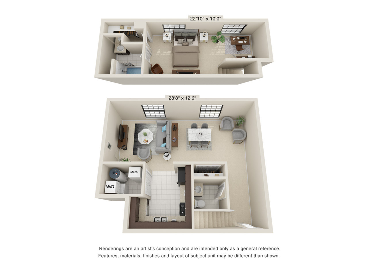 1 Bed 1.5 Bath