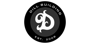 Elegant Dill Building logo featuring a stylized letter D in bold design.