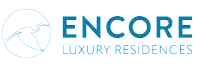 Logo of Encore Luxury Residences featuring a modern design with blue accents.
