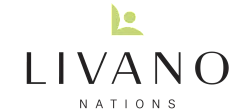 Elegant Livano Nations logo with a modern design featuring a green abstract human figure and sleek typography.