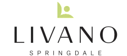 Elegant LIVANO Springdale logo with modern design in black and light green.