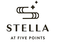 Elegant Stella at Five Points logo featuring a modern design with star accents, symbolizing luxury living.