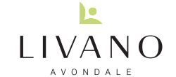Modern design logo for Livano Avondale, featuring a sleek font and minimalist green emblem.