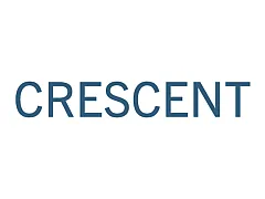 Elegant logo design featuring the word 'Crescent' in sleek blue font on a pristine white background.
