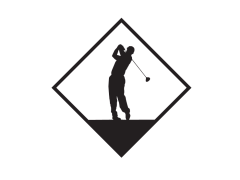 Elegant silhouette of a golfer swinging, enclosed in a stylish diamond frame, perfect for a sports-themed decor.