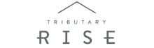 Tributary Rise logo with a minimalist rooftop design, embodying modern living.