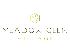 Elegant Meadow Glen Village logo featuring a geometric leaf design in a contemporary style.