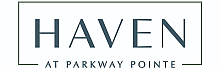 Elegant logo of Haven at Parkway Pointe, featuring modern typography and a sleek green border.