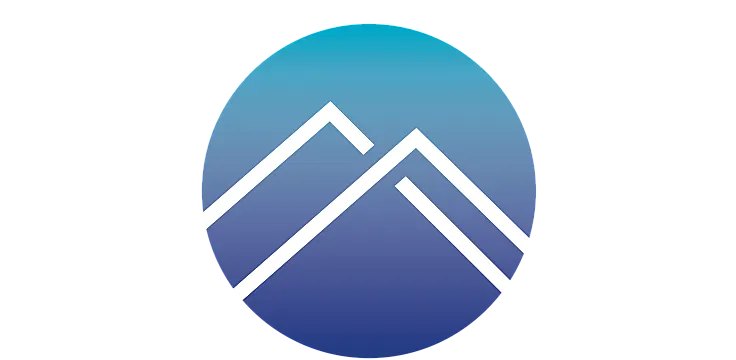 Gradient logo featuring elegant white lines resembling mountain peaks.