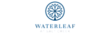 Elegant logo for Waterleaf at Salt Creek featuring a stylized leaf design, symbolizing tranquility and luxury.