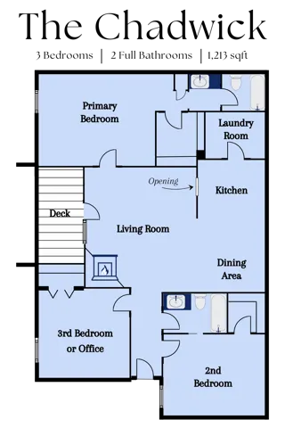 The Chadwick - 3 Bedrooms, 2 Full Bathrooms, 1,213 square feet